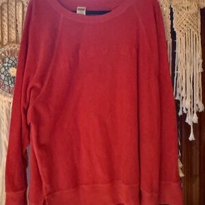 Victoria's Secret Love Pink crew neck side slit sweater embroidered l oversized